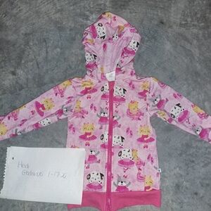 Pink Hooded Toddler Jacket with Animal Print